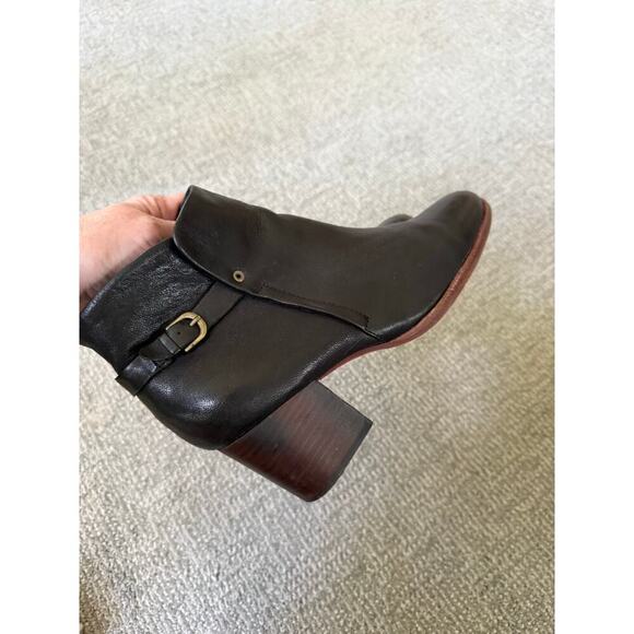 Isola black leather heeled bootie boots womens 9.5 - Picture 3 of 8